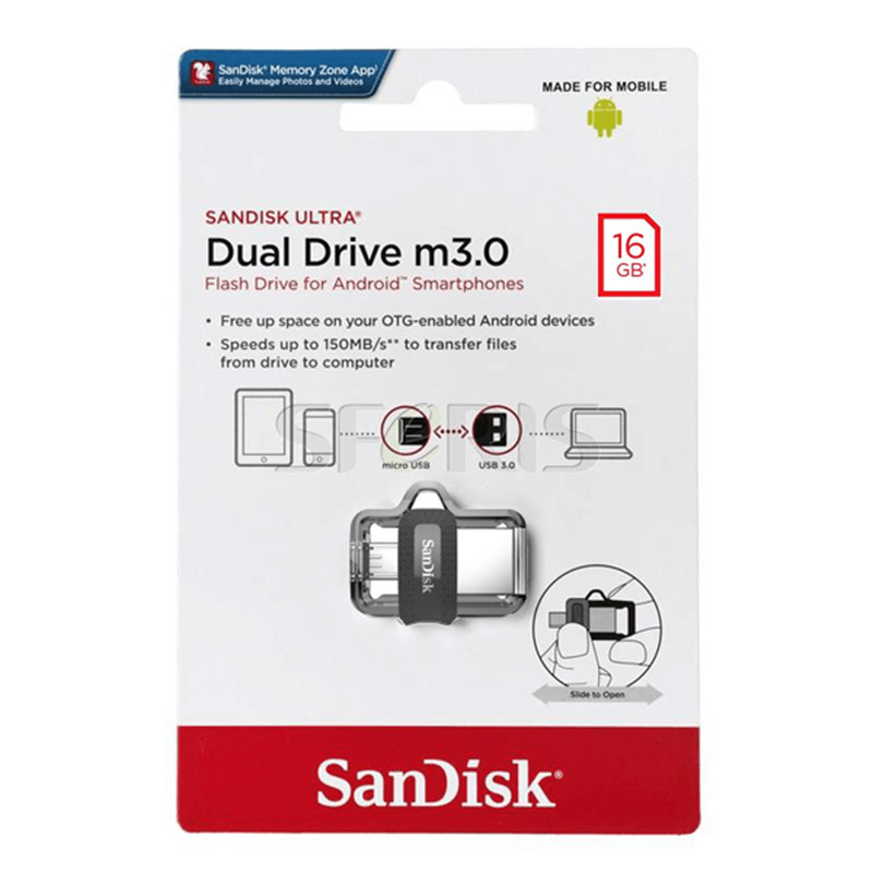 SanDisk Ultra 16GB Dual Drive m3.0 Flash Drive OTG SanDisk Ultra 16GB Dual Drive m3.0 Flash Drive OTG